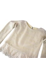 Full sleeves cream party dress for baby girls, elegant and cute for celebrations