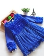 Navy blue net baby party dress, girls birthday outfit, stylish and cute