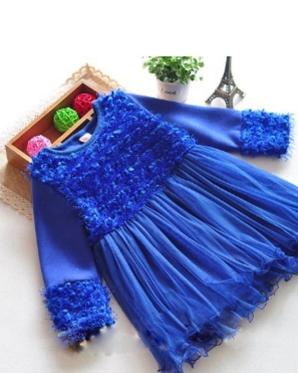 Navy blue net baby party dress, girls birthday outfit, stylish and cute