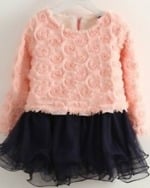 Posh peach and black baby girl dress, stylish and festive for parties