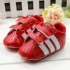 Red and white birthday shoes for toddler boys, stylish and festive
