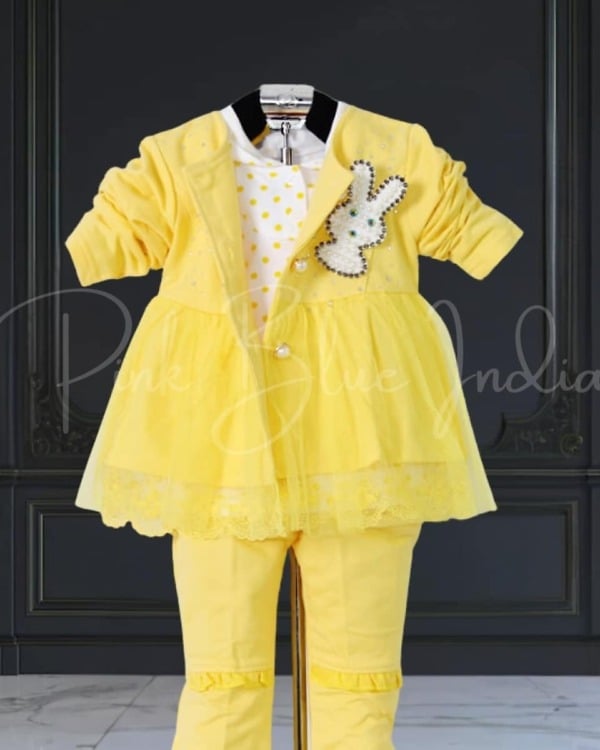 Yellow top for baby girls, stylish party outfit