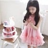 Pink patterned dress for kids, party wear, stylish and cute