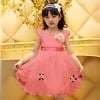 Peach formal birthday dress for baby girls, stylish & gift-ready