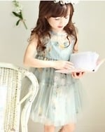 Pastel green girls floral dress, wedding party cute outfit