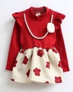 Red and white baby girl formal party dress, stylish and elegant