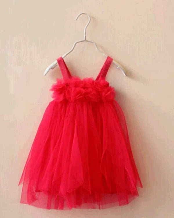Red net baby girl dress, cute wedding or party outfit