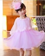 Beautiful pink children's net dress, stylish and cute for parties