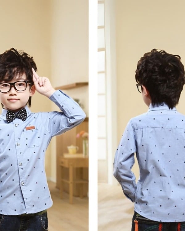 Boys formal shirt baby boy sky blue black print birthday outfit stylish