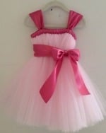 Summery party wear baby pink tutu wedding dress for children, cute and festive
