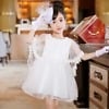 Uptown white net designer dress for girls, cute festive outfit