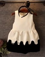 Black and white little princess dress, elegant and stylish for celebrations