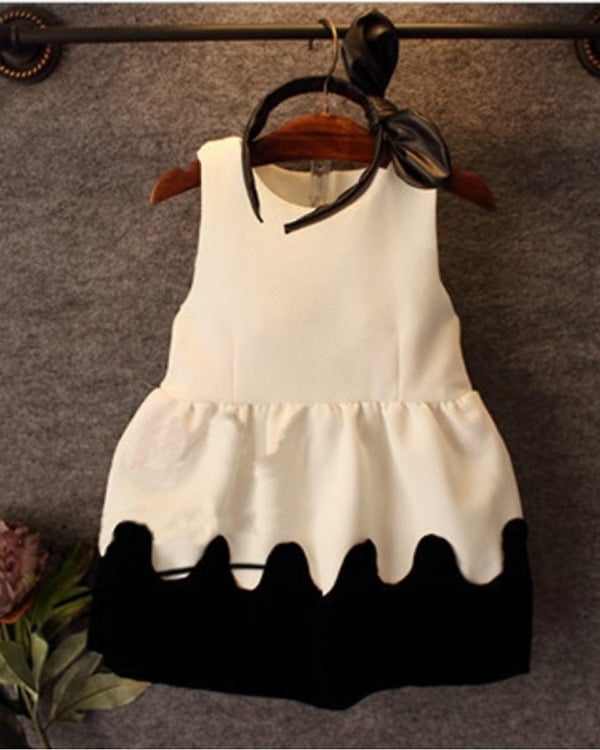 Black and white little princess dress, elegant and stylish for celebrations