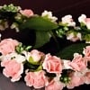 Baby girl pink floral crown headband with rose flowers for party wear and photoshoot use