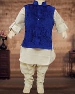 Off-white ethnic kurta pyjama for Indian kids, elegant and festive