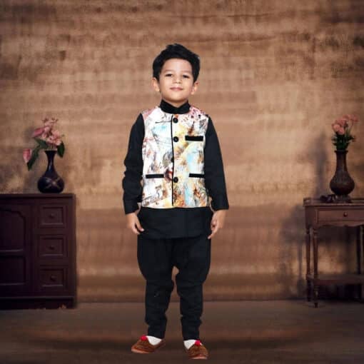 smart-black-traditional-kurta-pajama-with-jacket-children