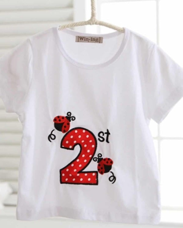 White birthday t shirt for kids smart casual look