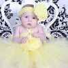 Yellow flower birthday tutu dress for baby girls, cute celebration wear