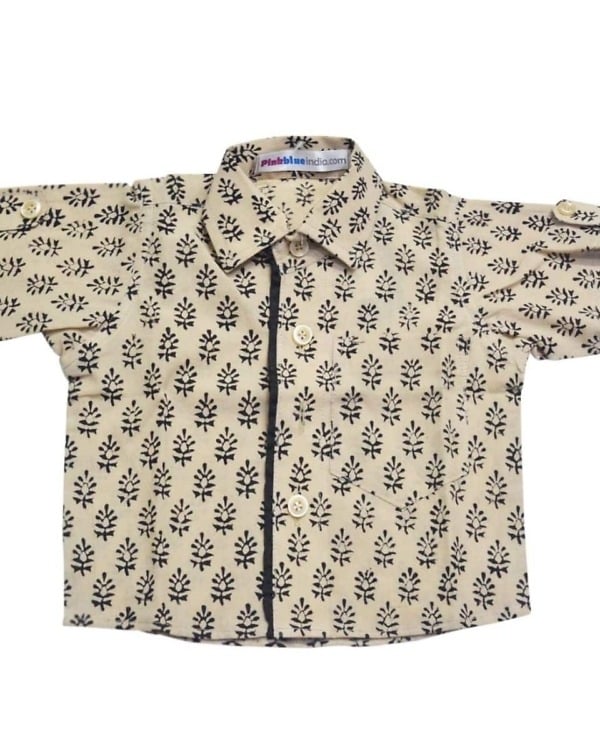 Baby boy black printed cotton shirt casual outfit