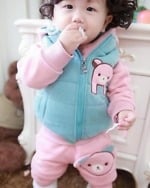 Blue and pink unisex winter dress for kids, stylish party outfit