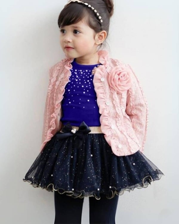 Dark blue wedding kids outfit, elegant and stylish for celebrations