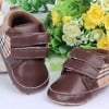 Dashing brown shoes for baby boys with checks, stylish for festive occasions
