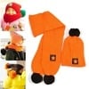 Orange woolen baby cap with muffler warm winter gift set