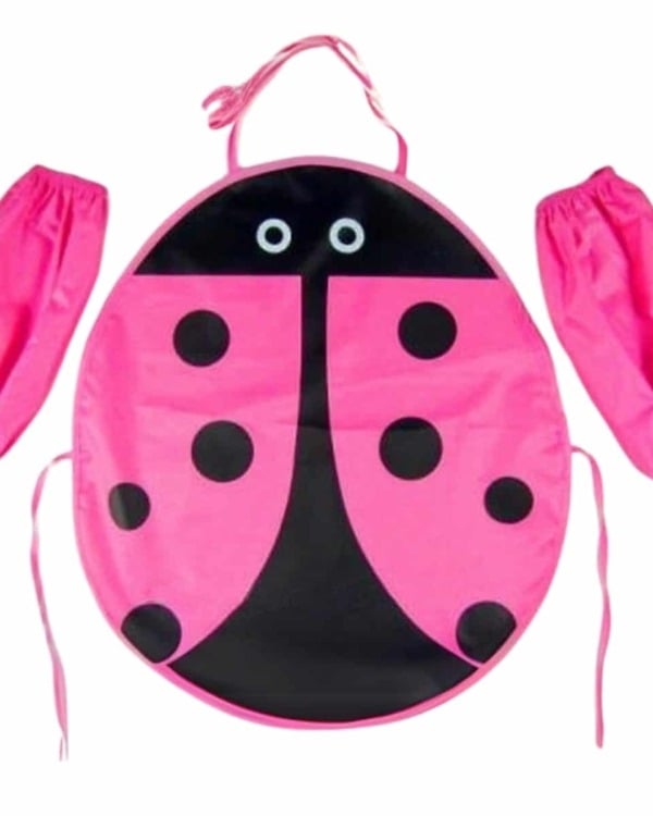 Pink black ladybug apron for kids, cute and comfortable for art and craft activities