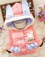 Warm winter coat for baby girls, pink, stylish & festive
