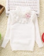White winter sweater for young girls, cozy and stylish