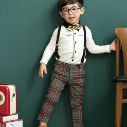 whiteshirtandbrowncheckformalpantsclothingforbabyboys