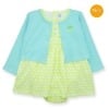 Bright green and blue party dress set for baby girls, festive and cute