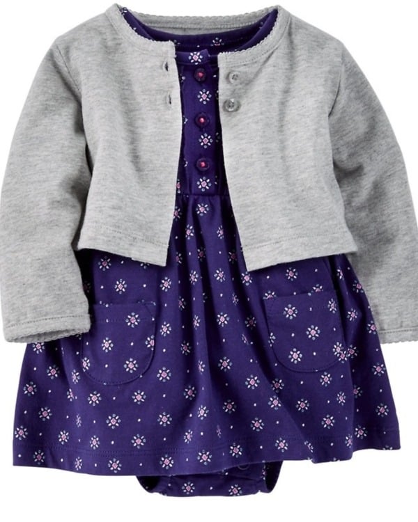 Purple 2-piece winter dress for baby girls, cozy and stylish for parties