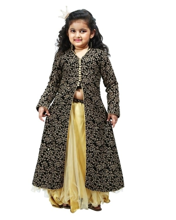 Designer ethnic black jacket for kids, stylish and cute for gifting or festive occasions