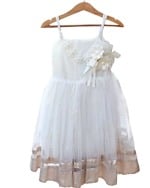 Traditional designer kids off-white frock, stylish and festive