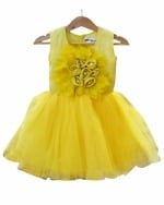 Yellow feather ethnic designer sunshine dress for girls, cute and festive