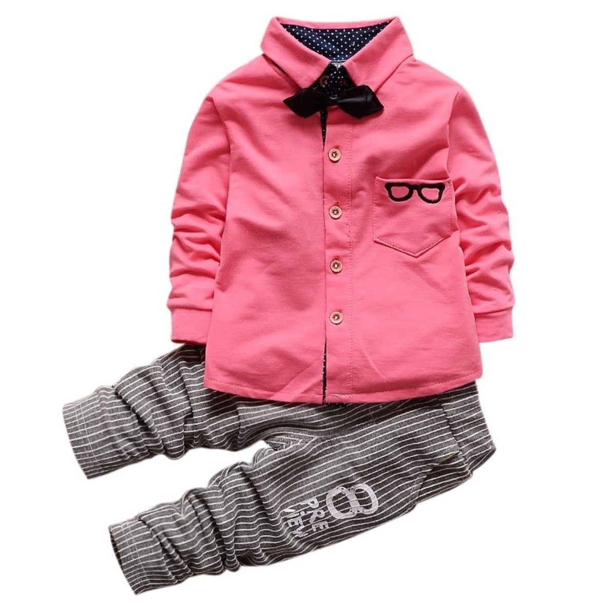 Smart Baby Boys Party Dress in Pink and Grey Color