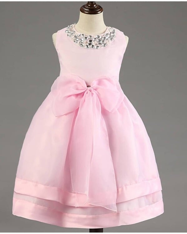 Baby pink birthday party formal dress for kids, cute and stylish