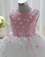 Classy pink first birthday frock for kids, cute celebration outfit