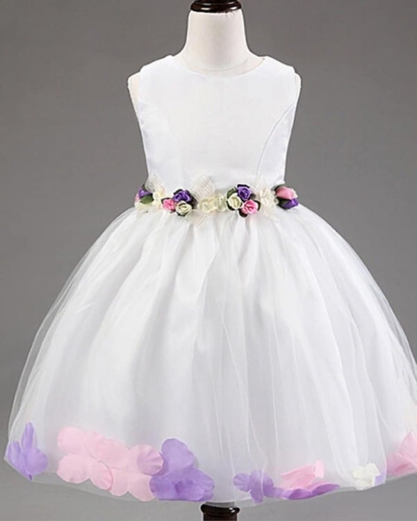Divine white formal dress for baby girl, elegant party wear