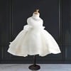 Elegant white designer party dress, baby girl birthday outfit