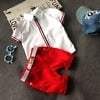 Red and white 2-piece baby boy formal outfit, stylish and cute for weddings or gifting