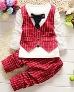 Smart boys t-shirt with tie and attached waistcoat, stylish and cute for parties or gifting