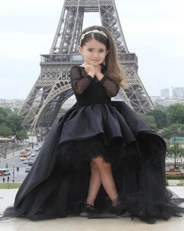 Black prom gown for kids, stylish party outfit