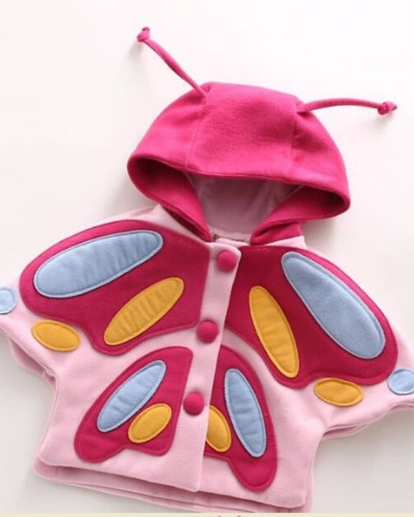 Butterfly cape style winter coat for girl, stylish and cozy for gifting or festive occasions