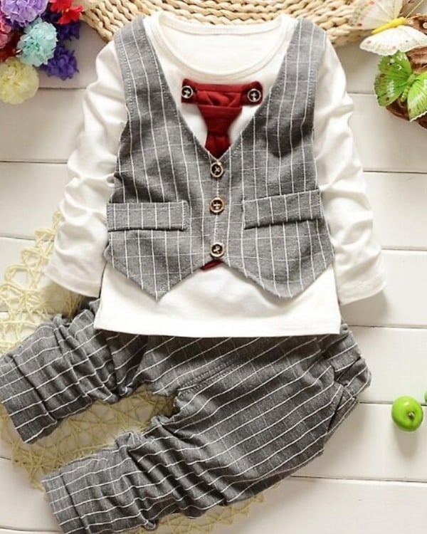 Boys stylish t-shirt with waistcoat, cute wedding outfit