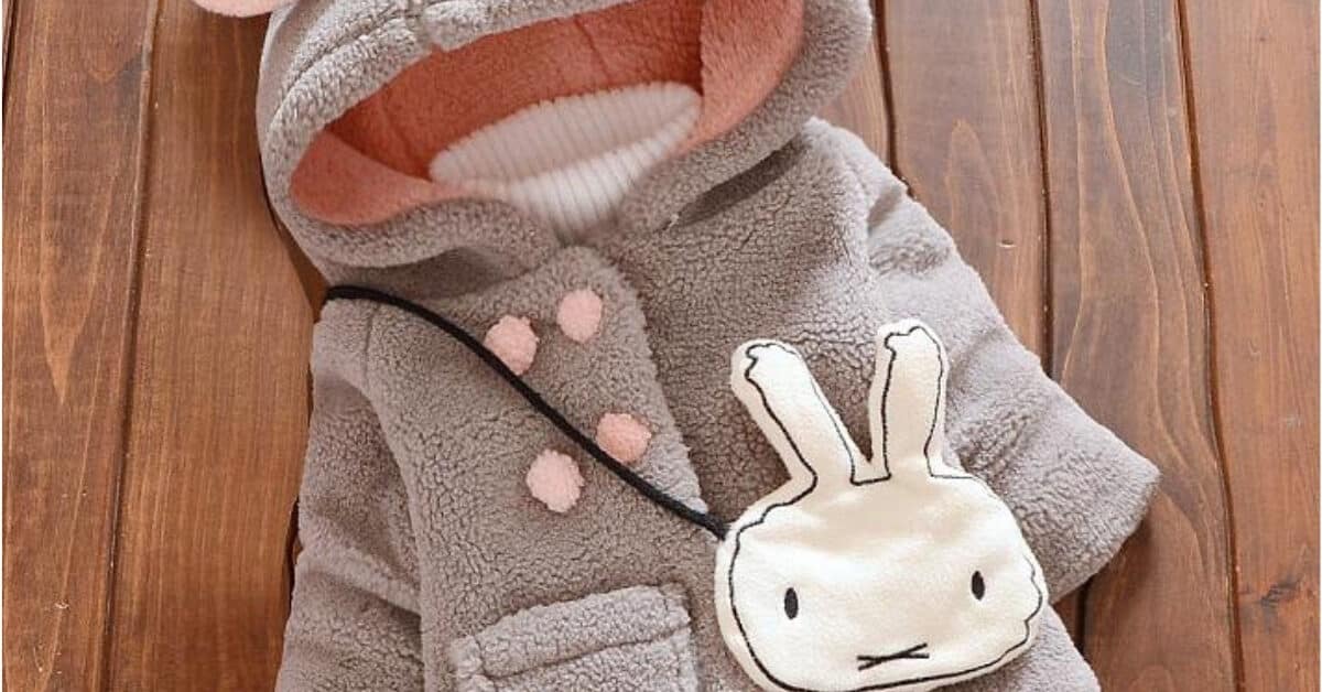 Grey Baby Hooded Fleece Jacket Girls Winter Wear