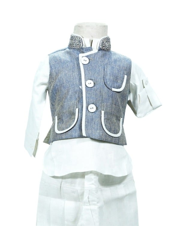 Baby boy angrakha-style breeches kurta pajama set, stylish and festive