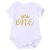 Baby girl first birthday onesie gold glitter one outfit