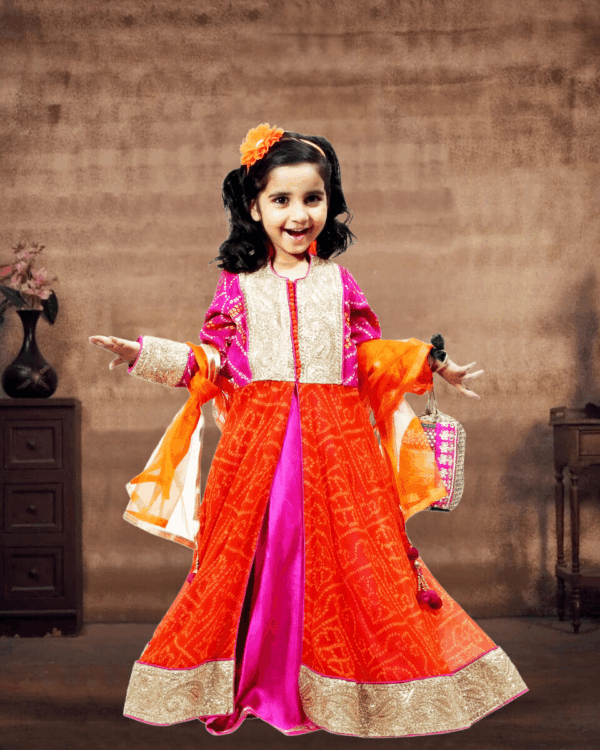 Designer lehenga with jacket for baby girl, stylish wedding wear for special occasions